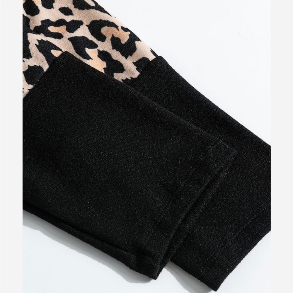 1Left! Black/Leopard/Burnt Orange ColorBlock Sweater Long Cardigan! - Picture 5 of 9